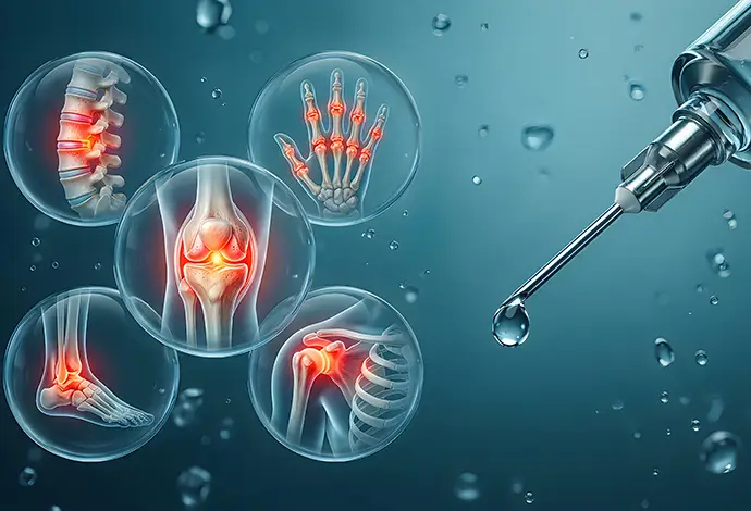 Medical syringe with medicine injection for joint pain relief and inflammation treatment