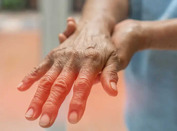 Peripheral Neuropathy pain in elderly patient on hand, palm, fingers and sensory nerves with numb