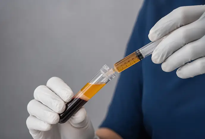 PRP Vial Platelet Rich Plasma Syringe Drawing Golden Plasma From Blood Tube Regenerative Medicine
