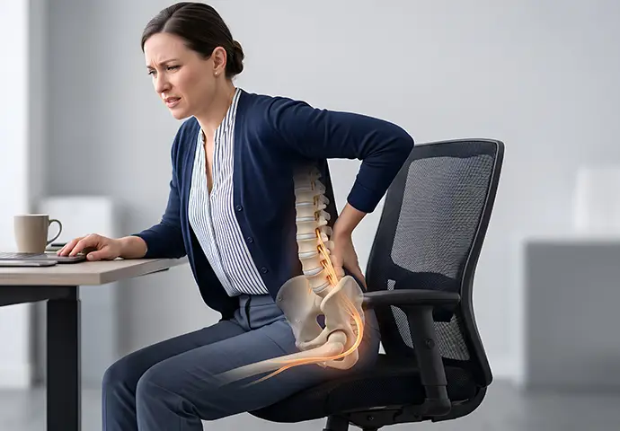 Businesswoman Sitting with Sciatica Pain