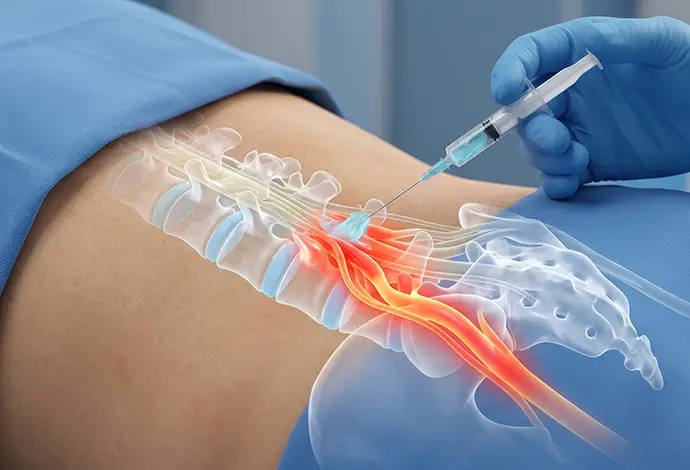 injection into inflamed spinal nerve root causing sciatica pain
