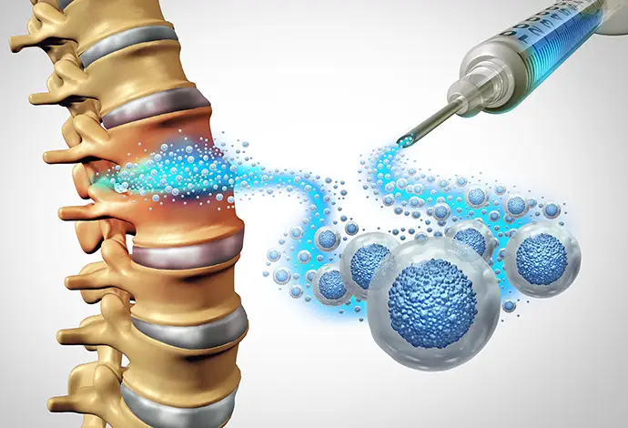 regenerative Medicine injected to spinal joint to regenerate tissue repair as a medical cell therapy